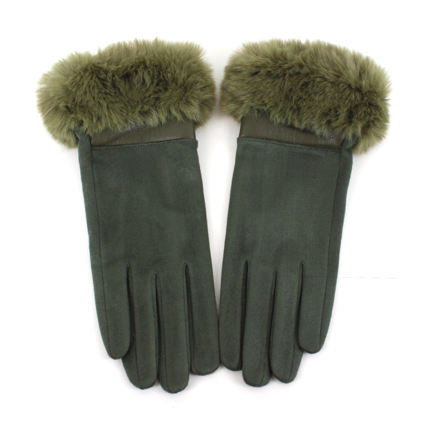 Pretty Persuasions - A25014 Suede-Like Gloves w/Faux Fur: 03 Brown