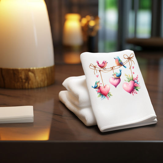 Fernville Creations - Valentine's Day Heart Fingertip Towel for Powder Room