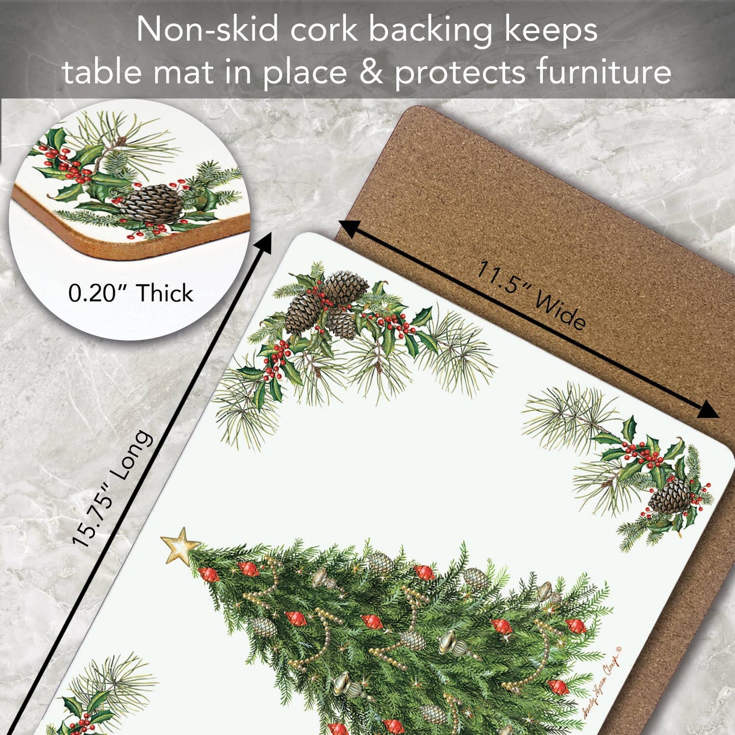 CounterArt/Highland Home/Thirstystone/CoasterStone - Cala Home "O' Christmas Tree" Decorative Hardboard Placemat