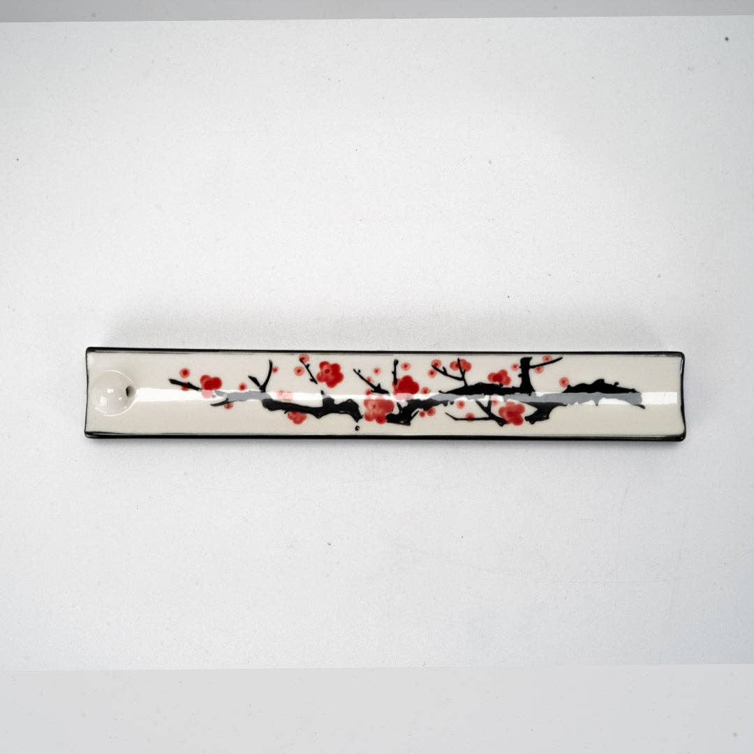 Urban Tokyo - Handpainted Ceramic Incense Holder 9 inch L Cherry Blossoms (1/72)