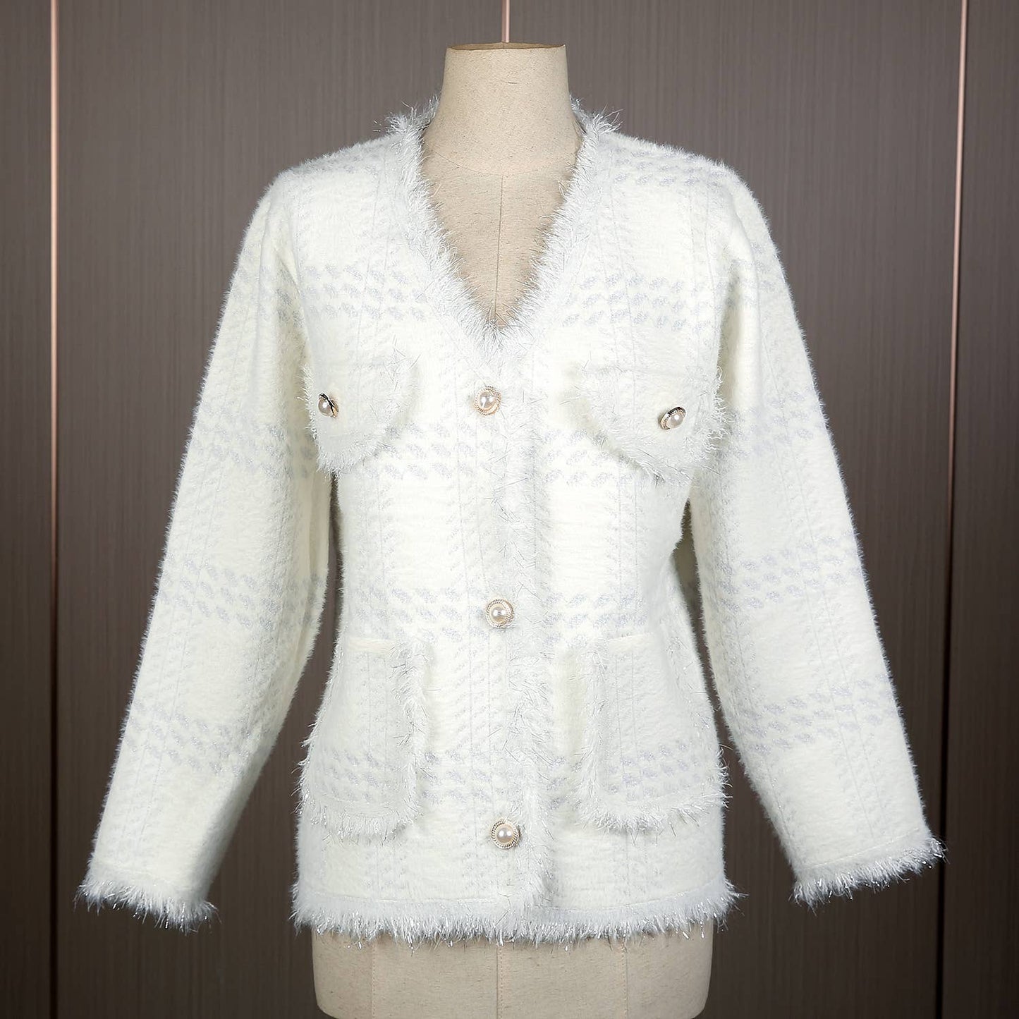 PEACH ACCESSORIES - SD190 Soft cardigan with Shinny Silver details: Black