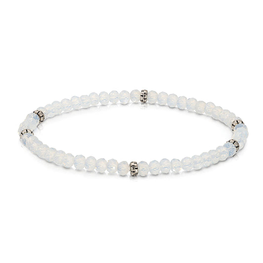 My Fun Colors - Mini Crystal Beaded Stretch Bracelet | So Many Great Colors!: Opal+Silver Accent (MC106S)