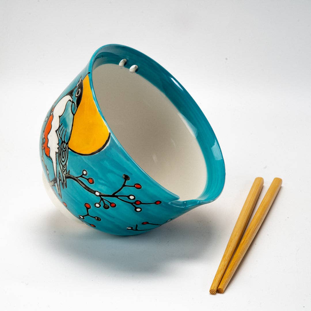 Urban Tokyo - 18oz 5"D Donburi Bowl With Chopsticks Set Robin (4/16)