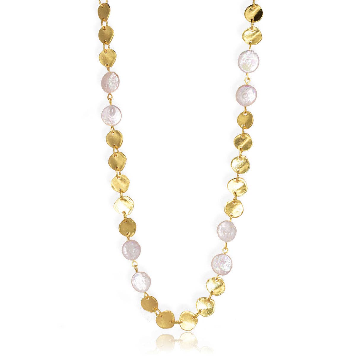 KARINE SULTAN - Mini Coin and pearls long Necklace: GOLD