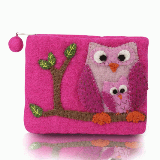 BNB Crafts Inc. - Owl on the Tree Theme Coin Purses: Pink