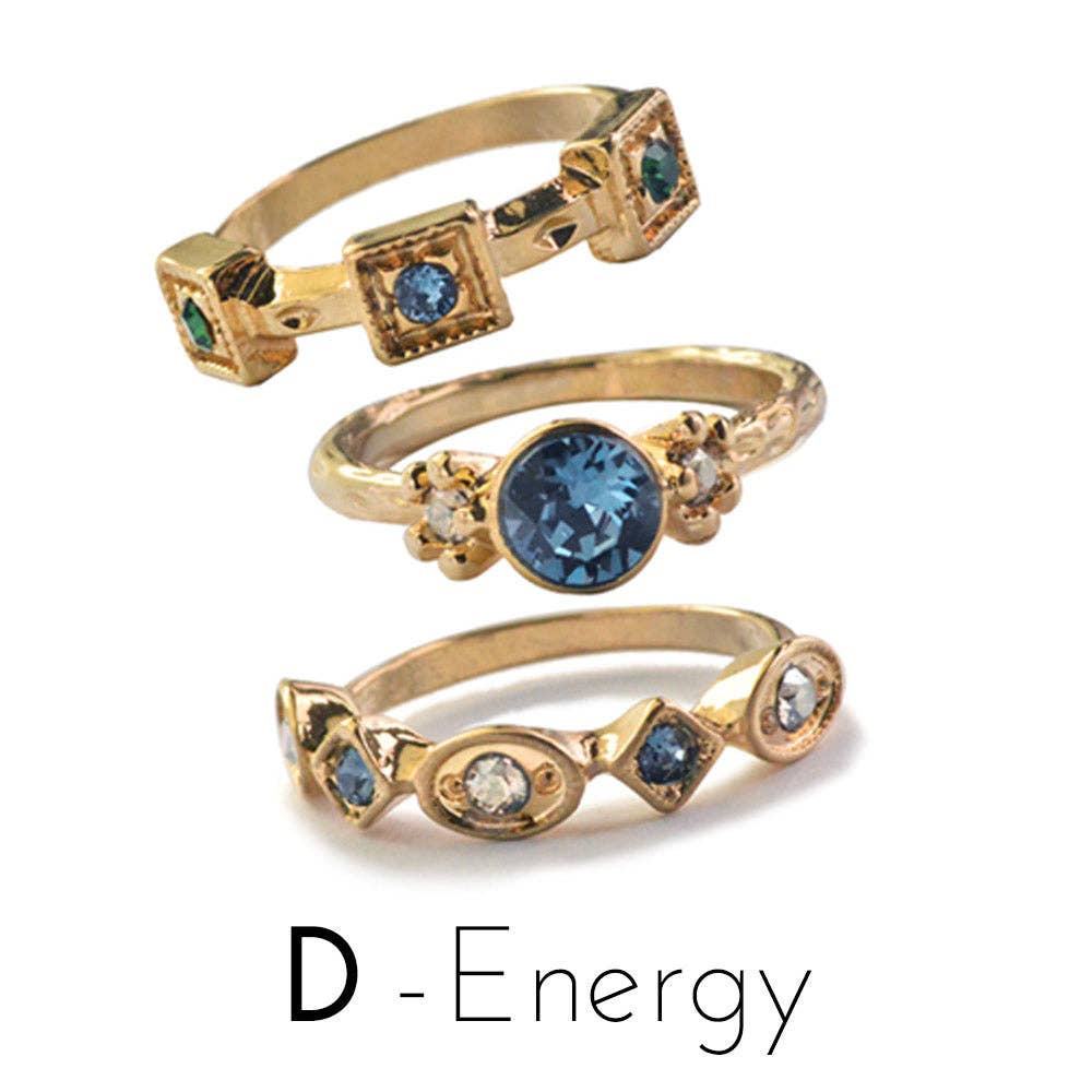 Sweet Romance Jewelry - Set of 3 Crystal Stack Rings R562: 8 / C - Balance