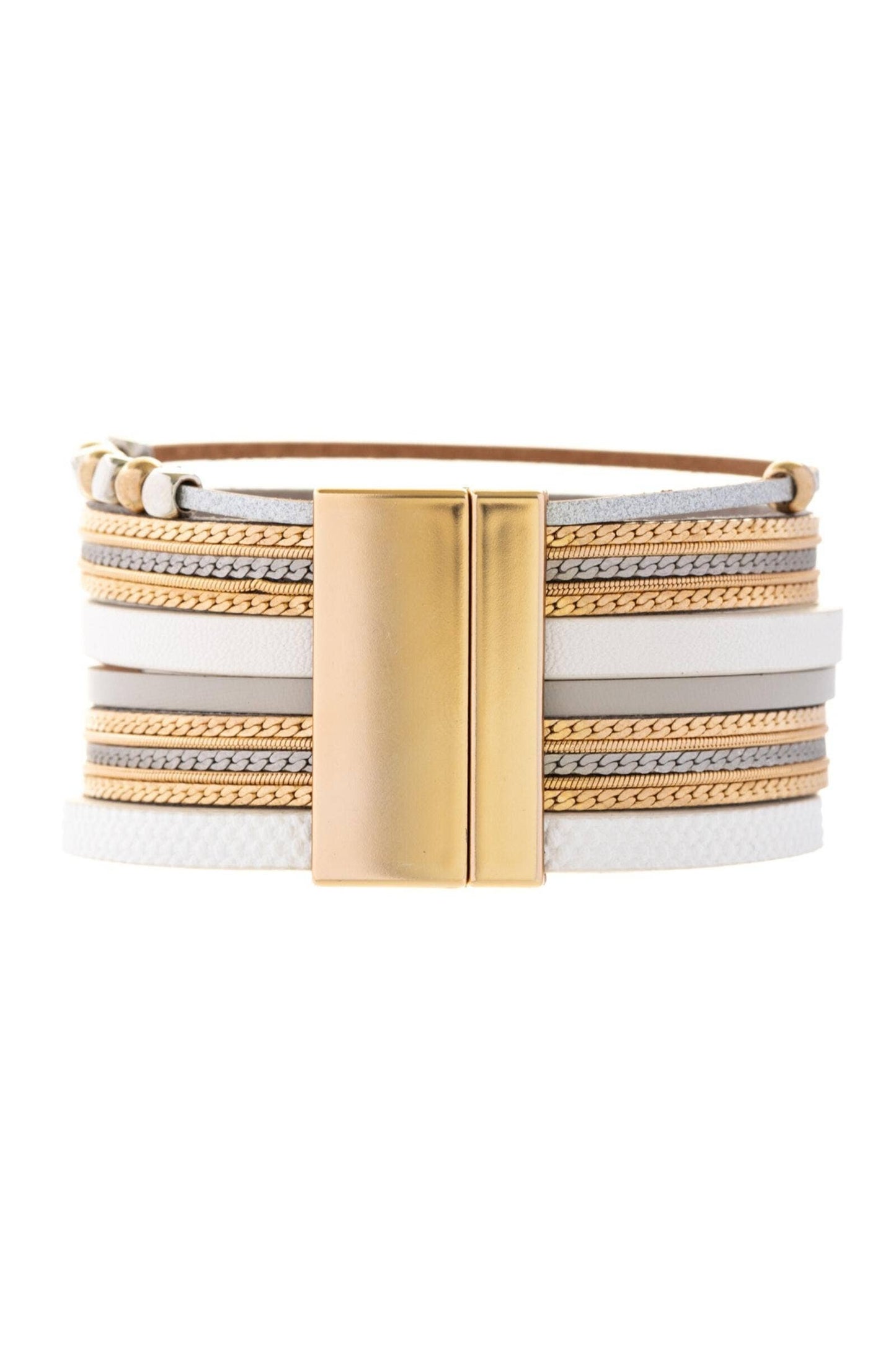 SAACHI - Metallic Beaded Bracelet: White