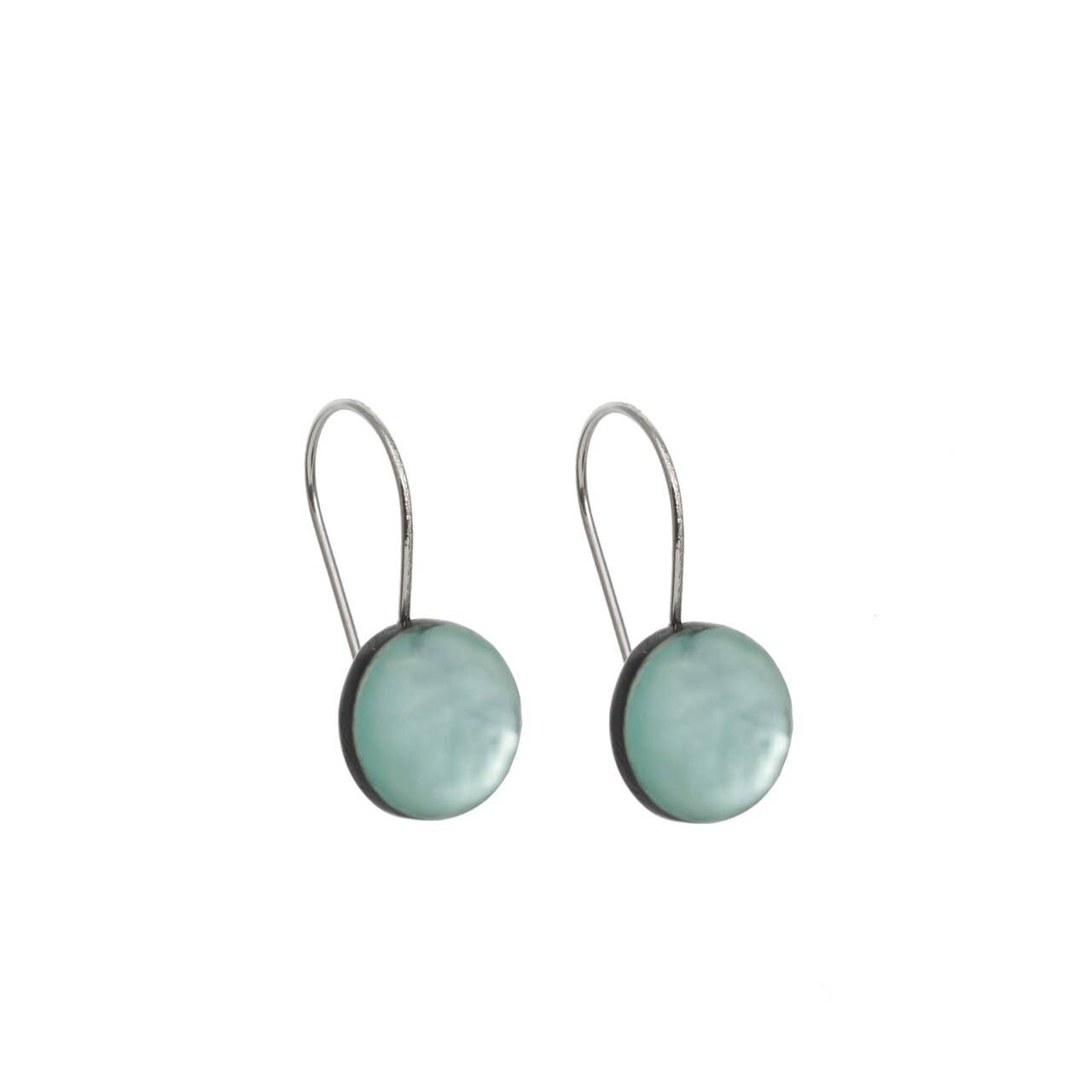 Origin Jewelry - Resin & Shell Drop Earrings - SMALL, Rounded Edge, 0.5": Sapphire