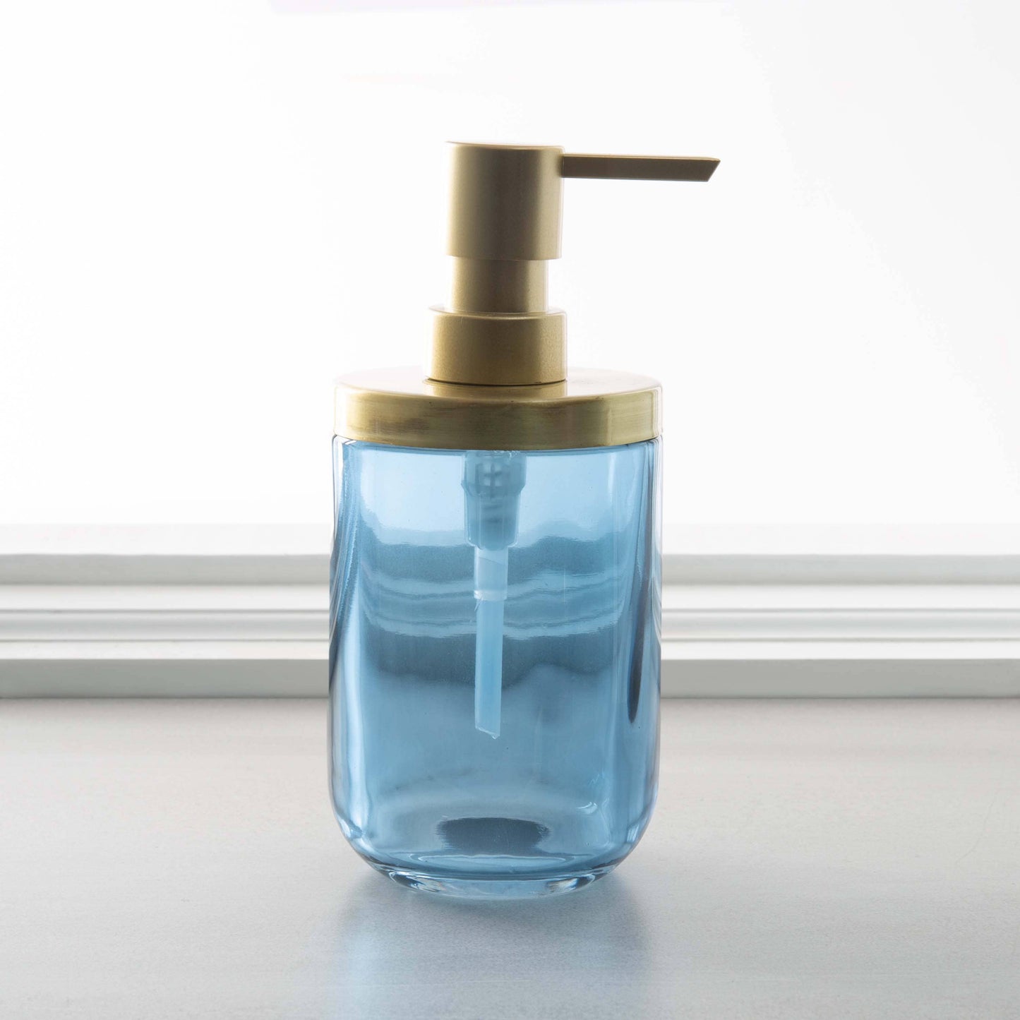 Moda at Home Enterprises, Ltd - Jasper Lotion Glass: Blue W/ Gold