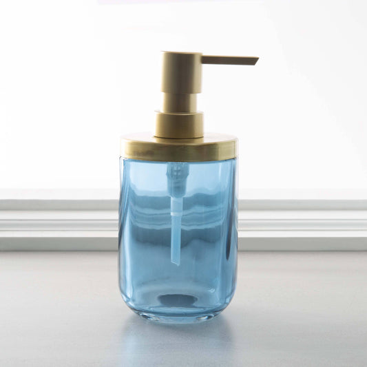 Moda at Home Enterprises, Ltd - Jasper Lotion Glass: Blue W/ Gold