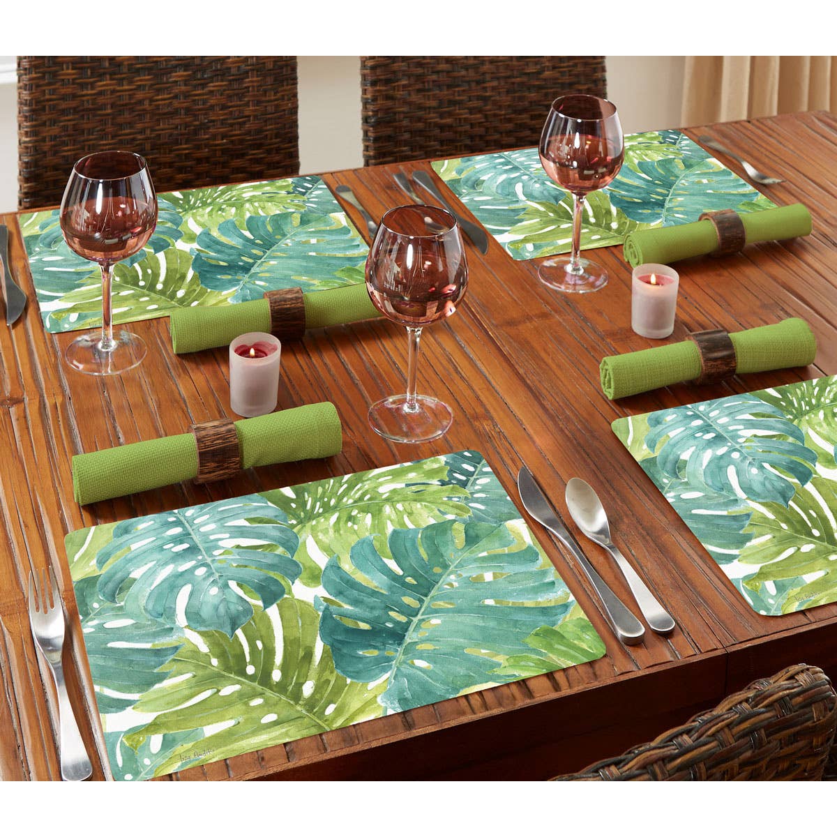 CounterArt/Highland Home/Thirstystone/CoasterStone - Cala Home Tropical Green Decorative Hardboard Placemats