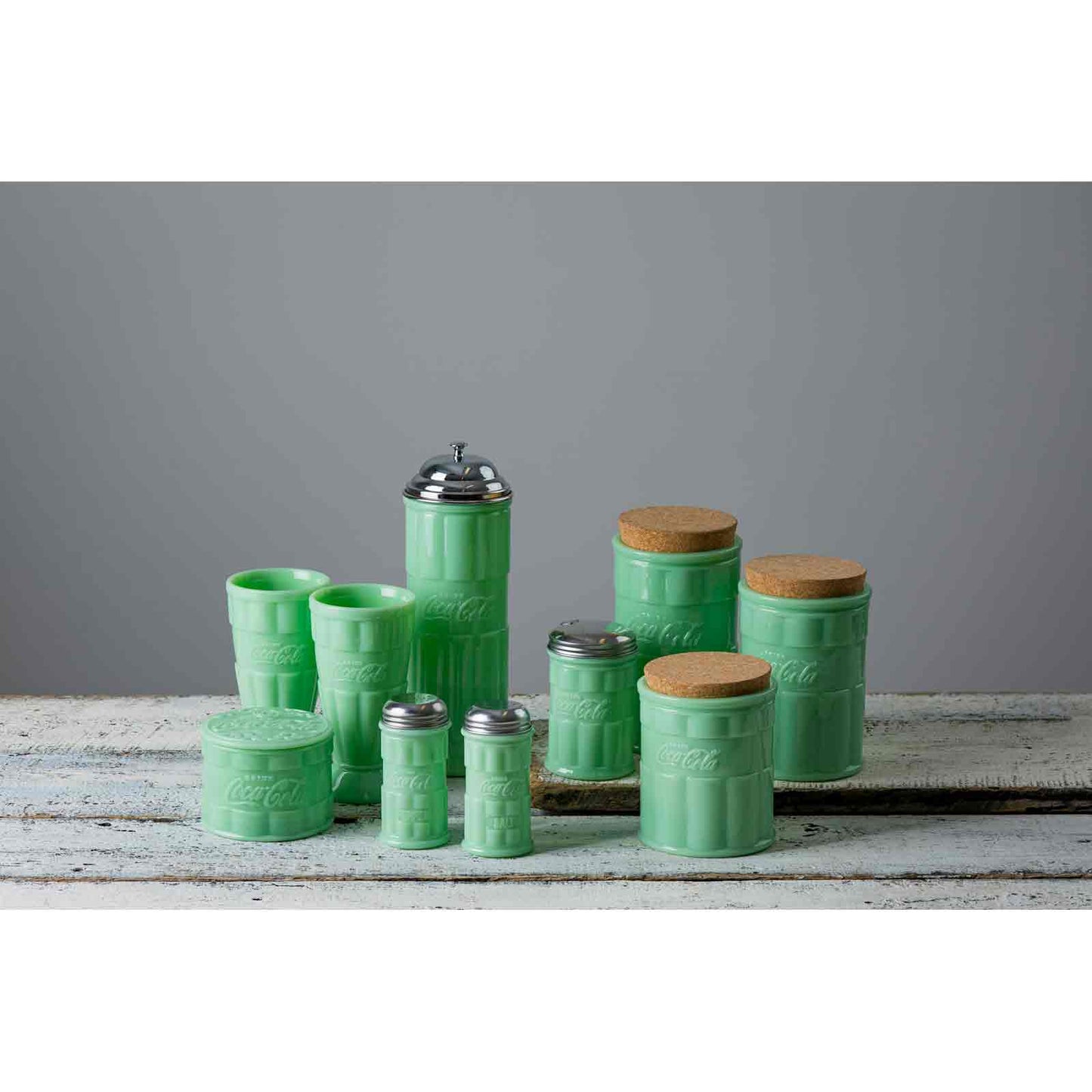 TableCraft Products Company - Coca-Cola Jadeite Malt Cup, 16 oz, Set of 2