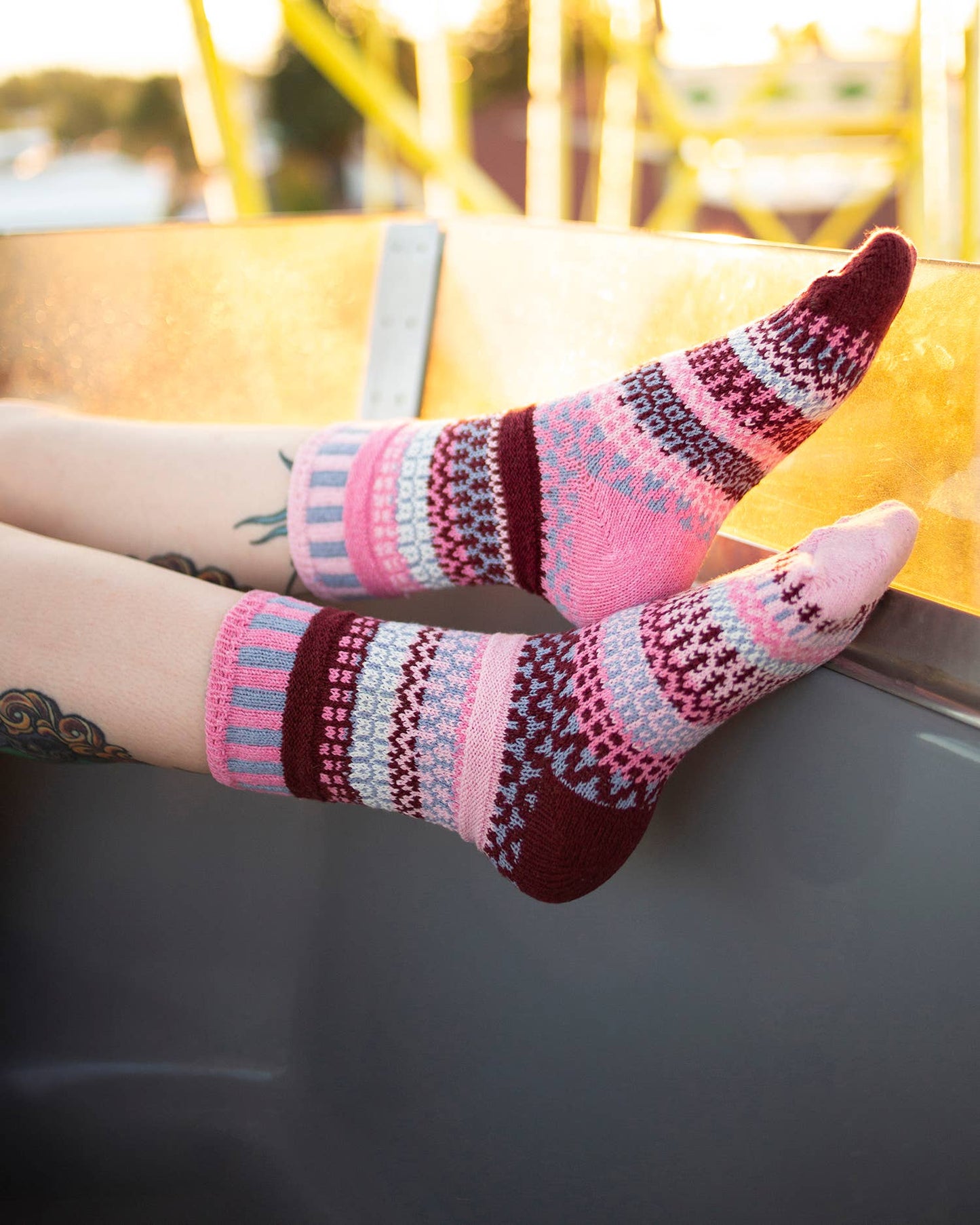 Solmate Socks - Valentine's Day Socks - Alpenrose Crew Socks I Gives Back : Large (Women 10 - 12 / Men 9 - 11)