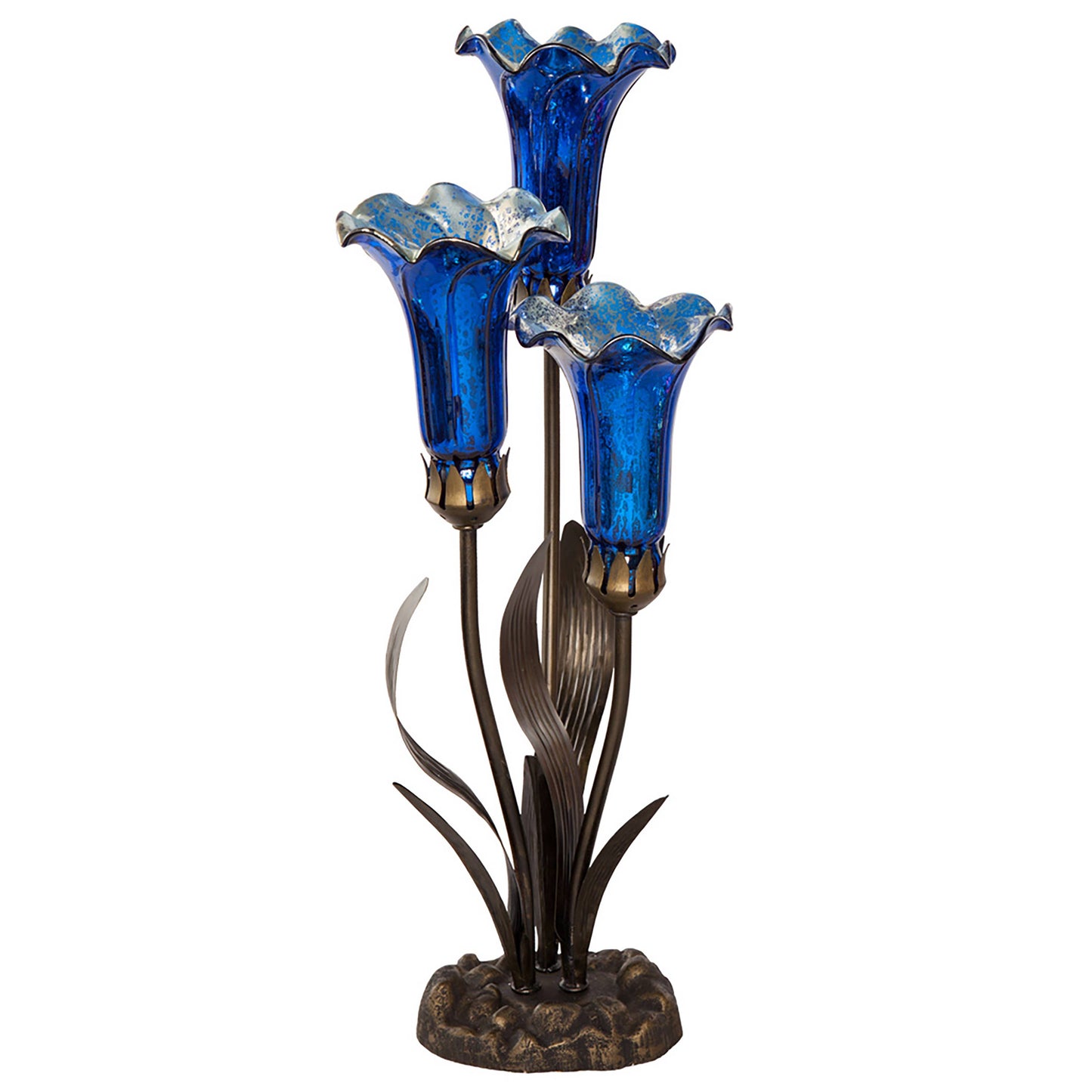 River of Goods - 21"H Blue Mercury Glass 3 Lily Uplight Table Lamp