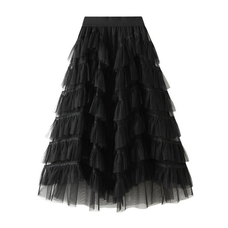 PEACH ACCESSORIES - SK114 Frilly Layer Skirts: Brown