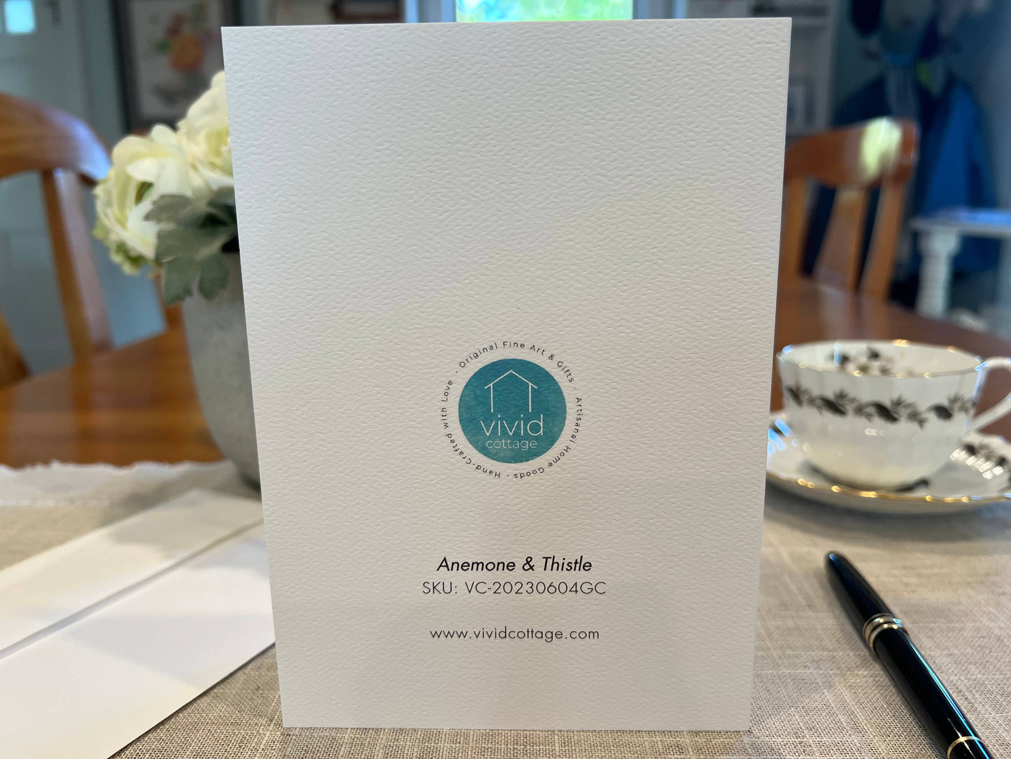 Vivid Cottage - Anemones & Thistle - card