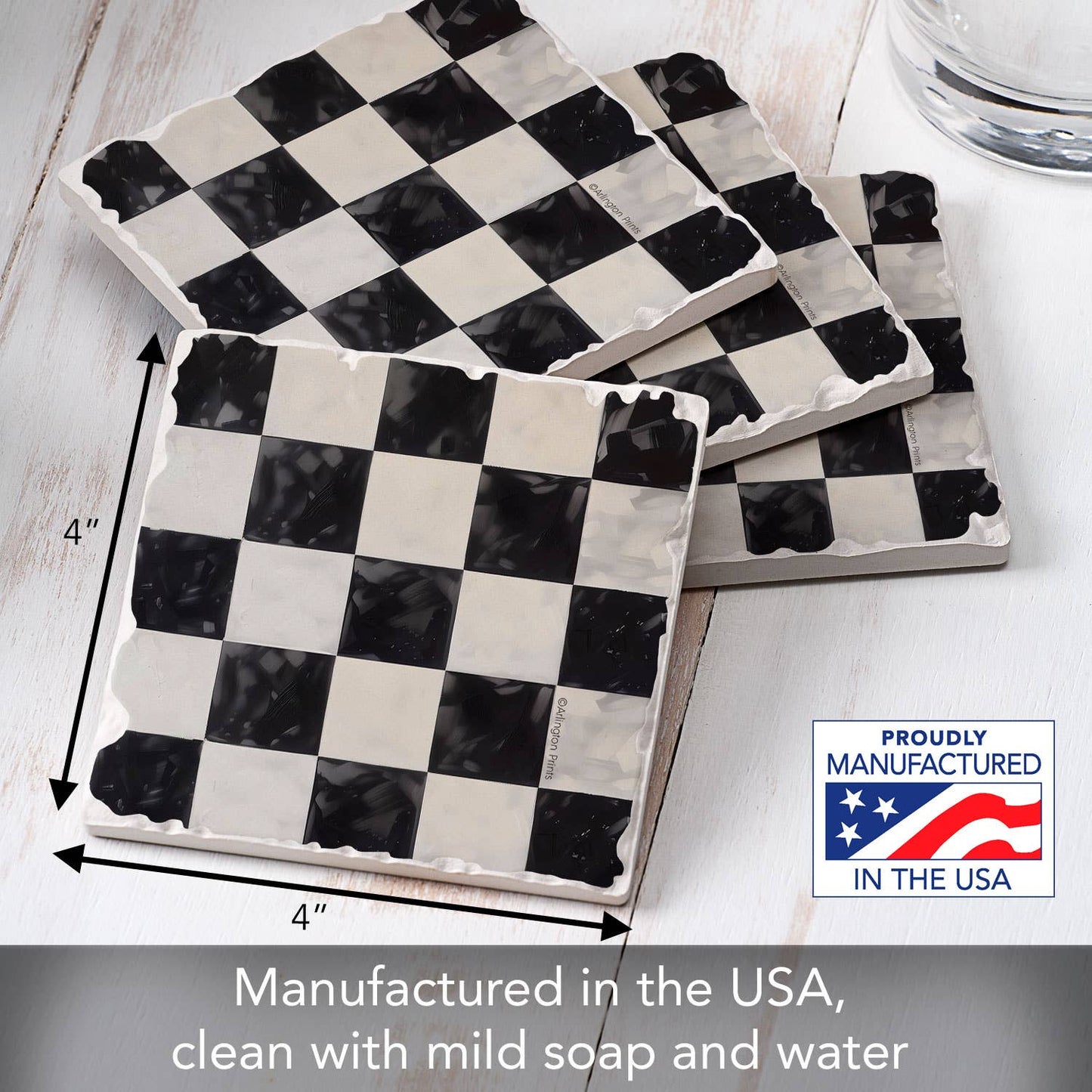 CounterArt/Highland Home/Thirstystone - Arlington Check 4 Pack Tumbled Tile Stone Coasters