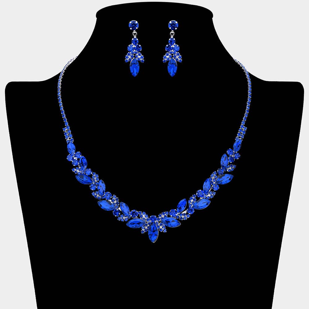 Sensibling Corp. - Marquise Stone Cluster Rhinestone Paved Necklace: Clear,Gold