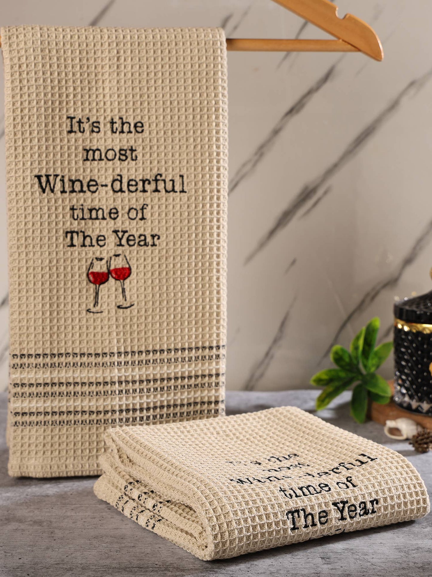 Mona B. - WINE-DERFUL TIME Of Tea Towel Set - 100% Cotton