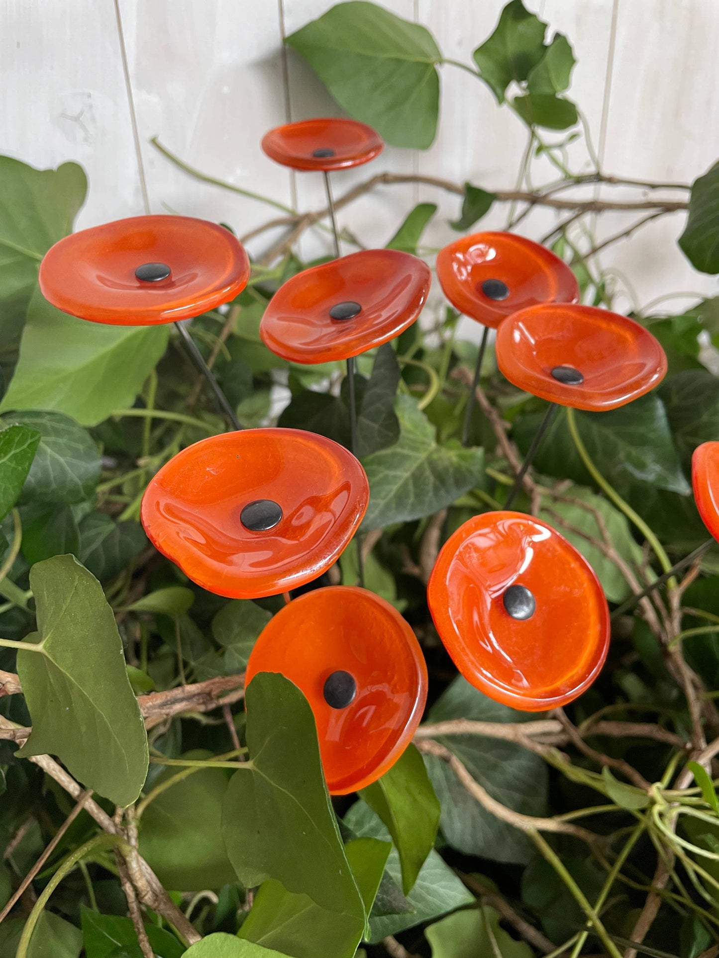 CARNEOL GLASS - Small Glass Flower For Outside In Orange