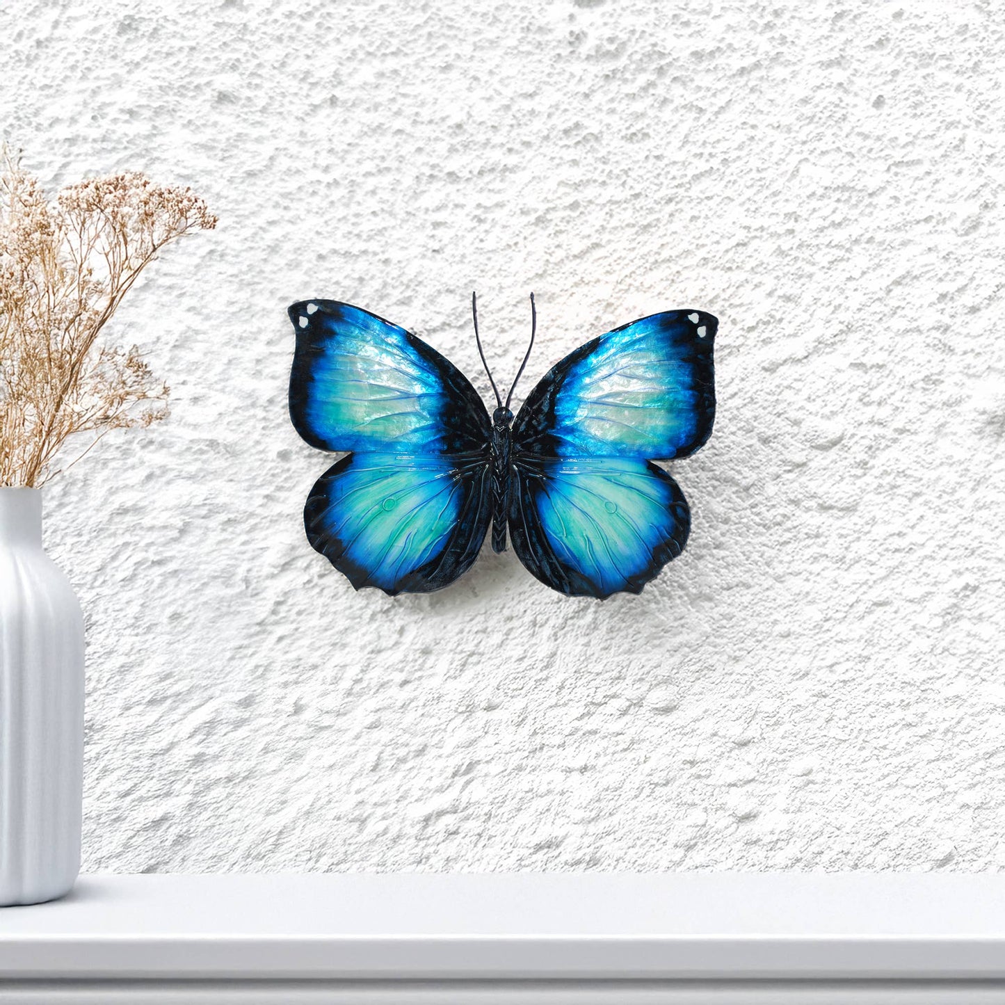 Eangee Home Design - Butterfly Wall Decor Blue And Black, w/ Capiz, Outdoor Safe
