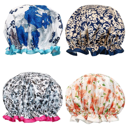 Wrapables.com - Wrapables  Double Layer Waterproof Shower Caps (Set of 4): Majestic Floral