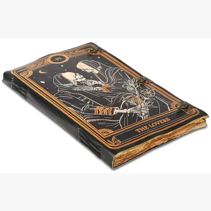 Tuzech Leather - Book of Spell LeatherBound Huge Journal Grimoire Print Diary: 22" Inch / Green Lady