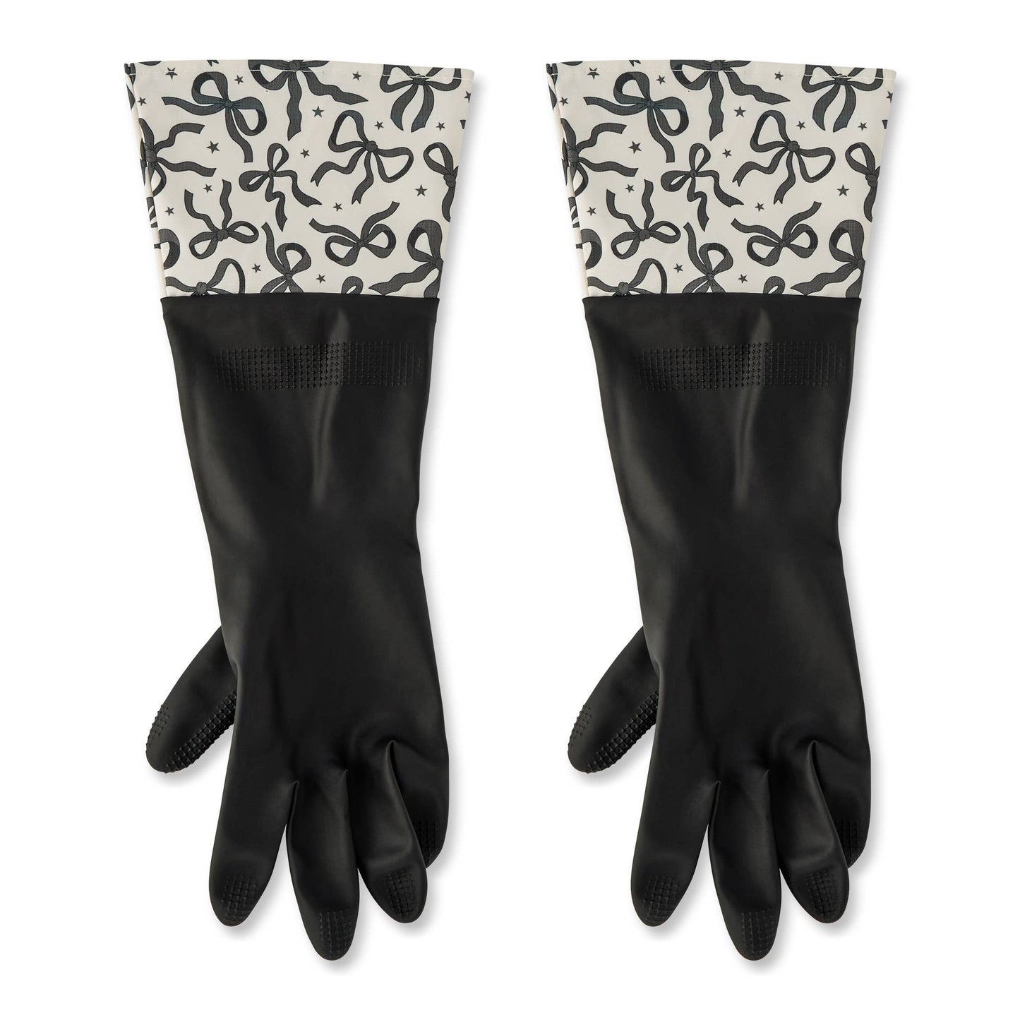 Core Home - 1 Pair Fashion Latex Dish Gloves - Black/Bows
