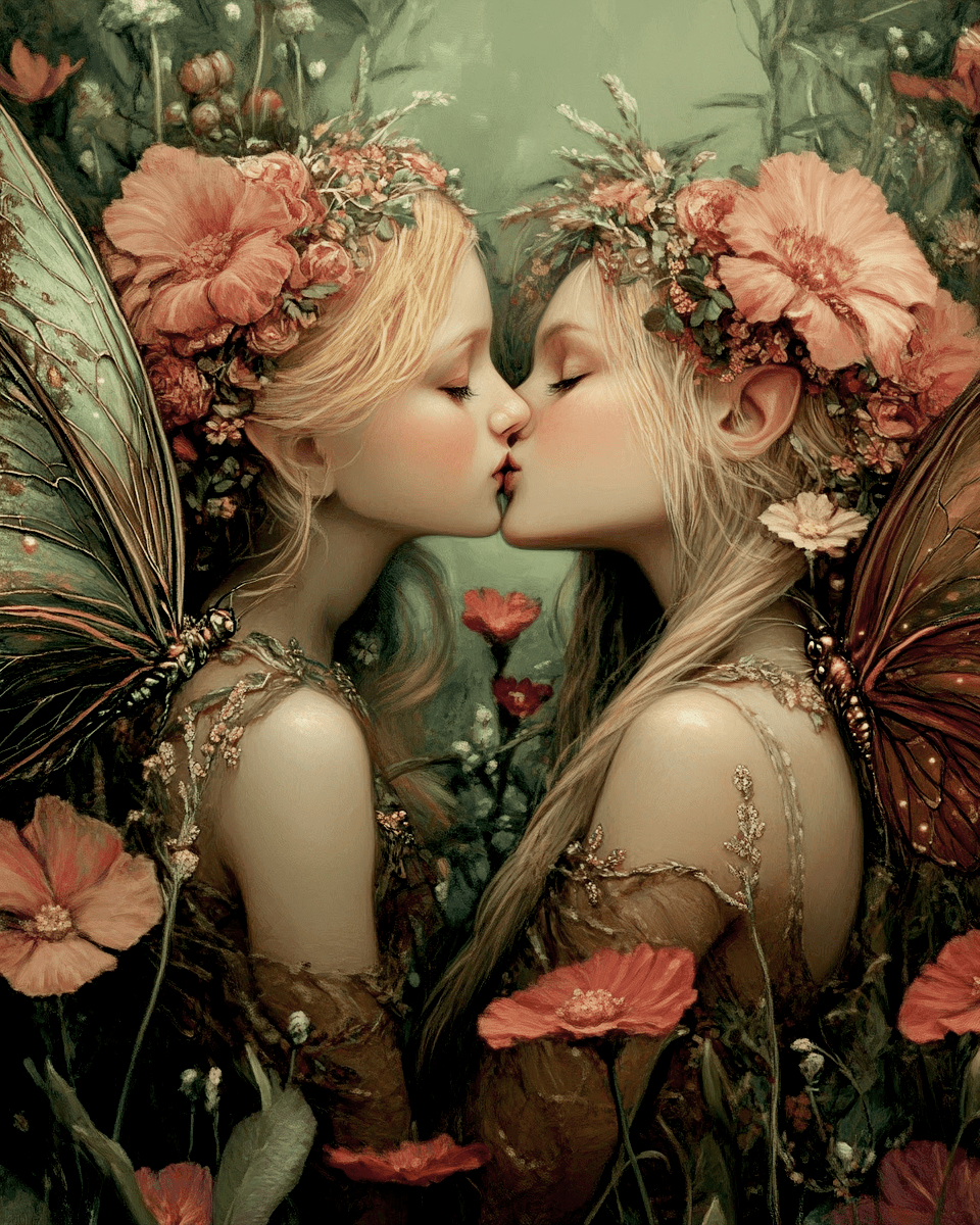 Mowbi - Fairy Love - Fairies Wall Art Prints – 8″x10″ Artwork for 11″x14″ Frame