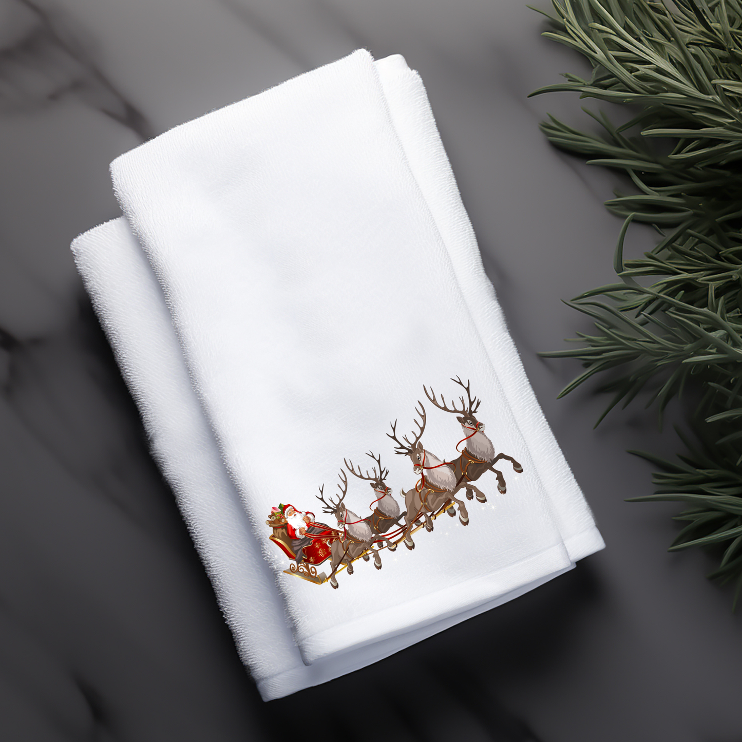 Fernville Creations - Holiday Fingertip Towel, Santa & Reindeer Decor