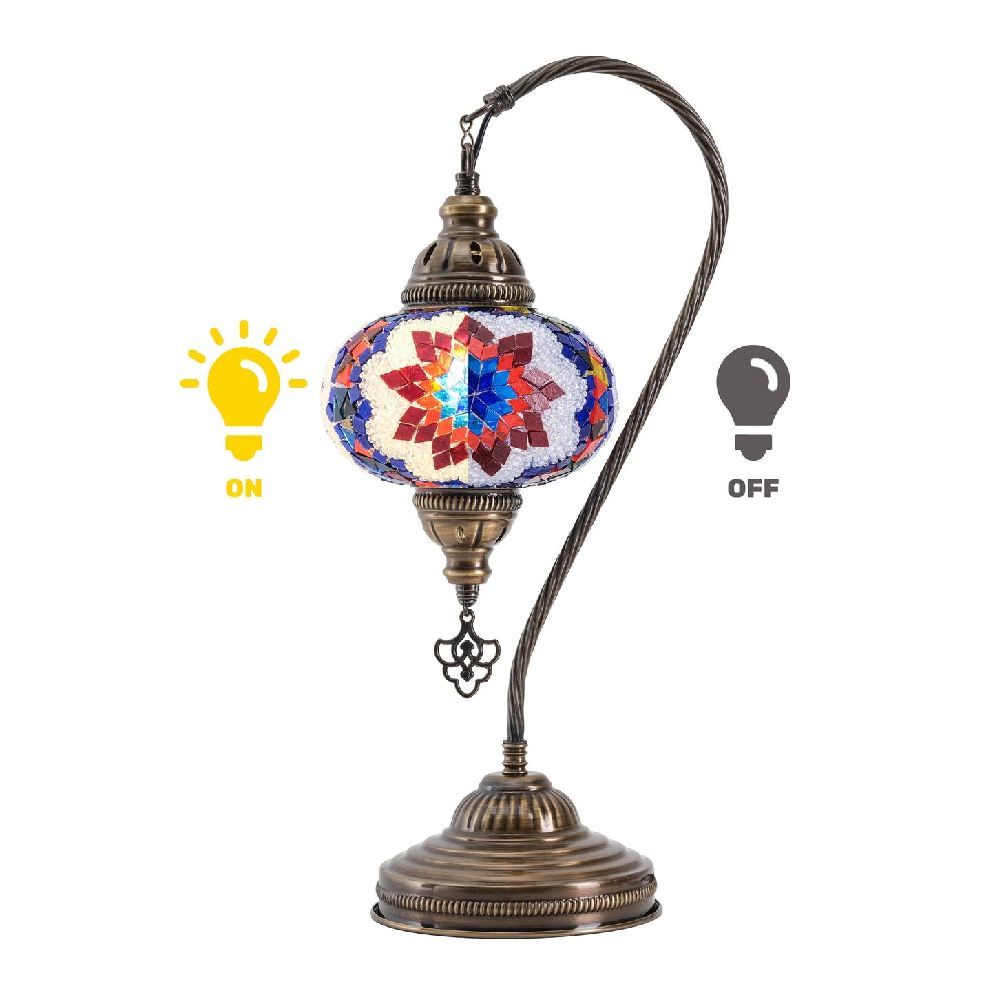 Mozaist LLC - Mozaist Handmade Turkish Mosaic Swan Table Lamp Multicolor