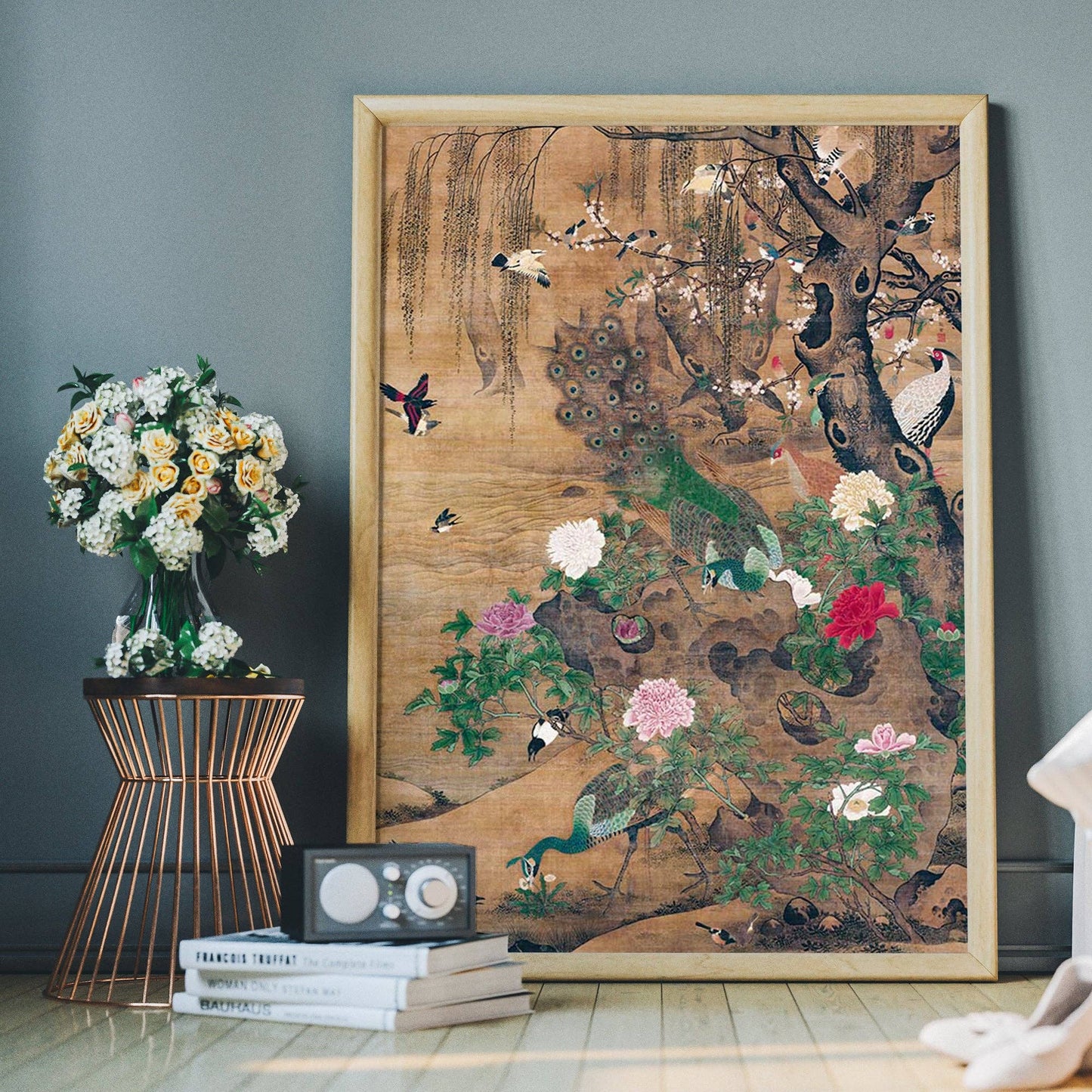 Ink & Drop - Birds and flowers vintage painting by Yin Hong: 11 ¾ x 15 ¾ in | 30x40 cm / Matte