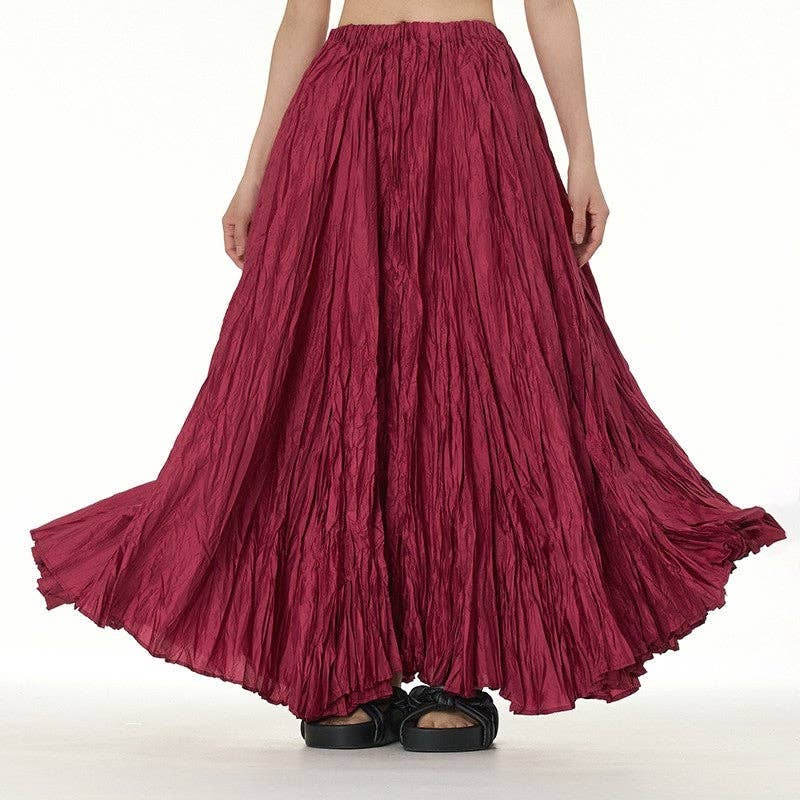 UZ Wholesale Store - Solid Color Draped Ruched Skirt: COFFEE / FREE SIZE