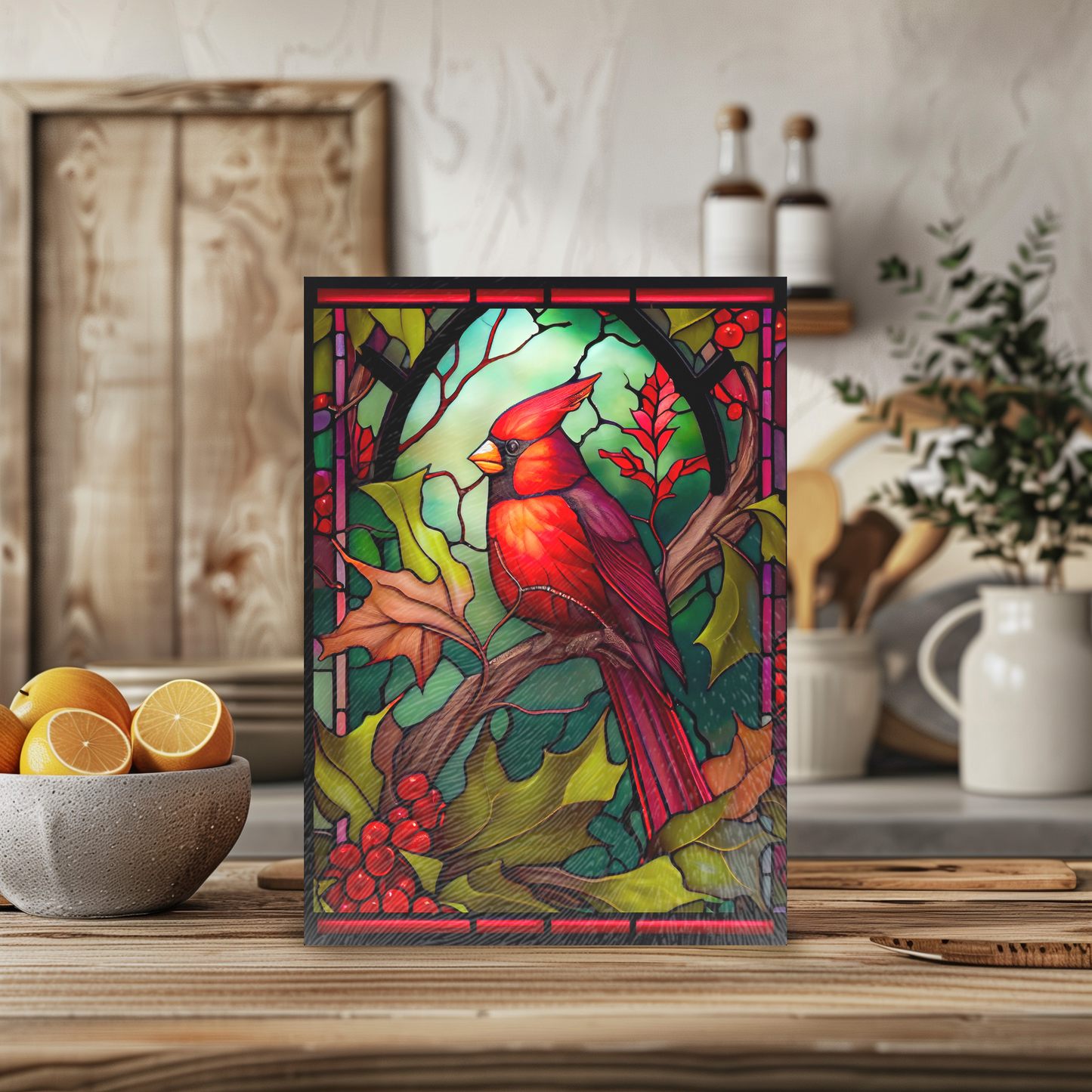 Fernville Creations - Cardinal Tempered Glass Cutting Board, Charcuterie Board: 11 X 15 - Inch