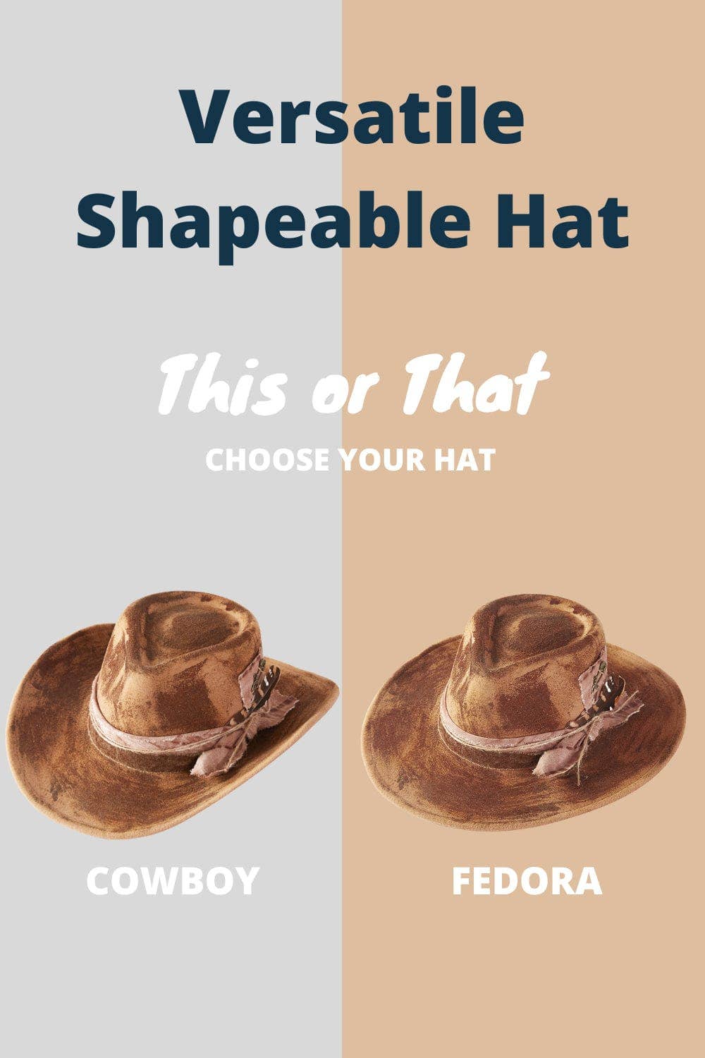 MiMi Wholesale - MH0235 Caroline Heritage Worn Shapable Cowboy/Fedora Hat