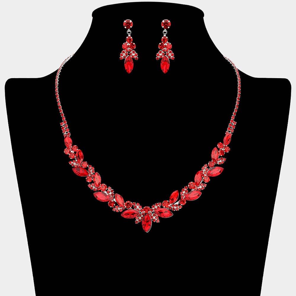 Sensibling Corp. - Marquise Stone Cluster Rhinestone Paved Necklace: Clear,Gold