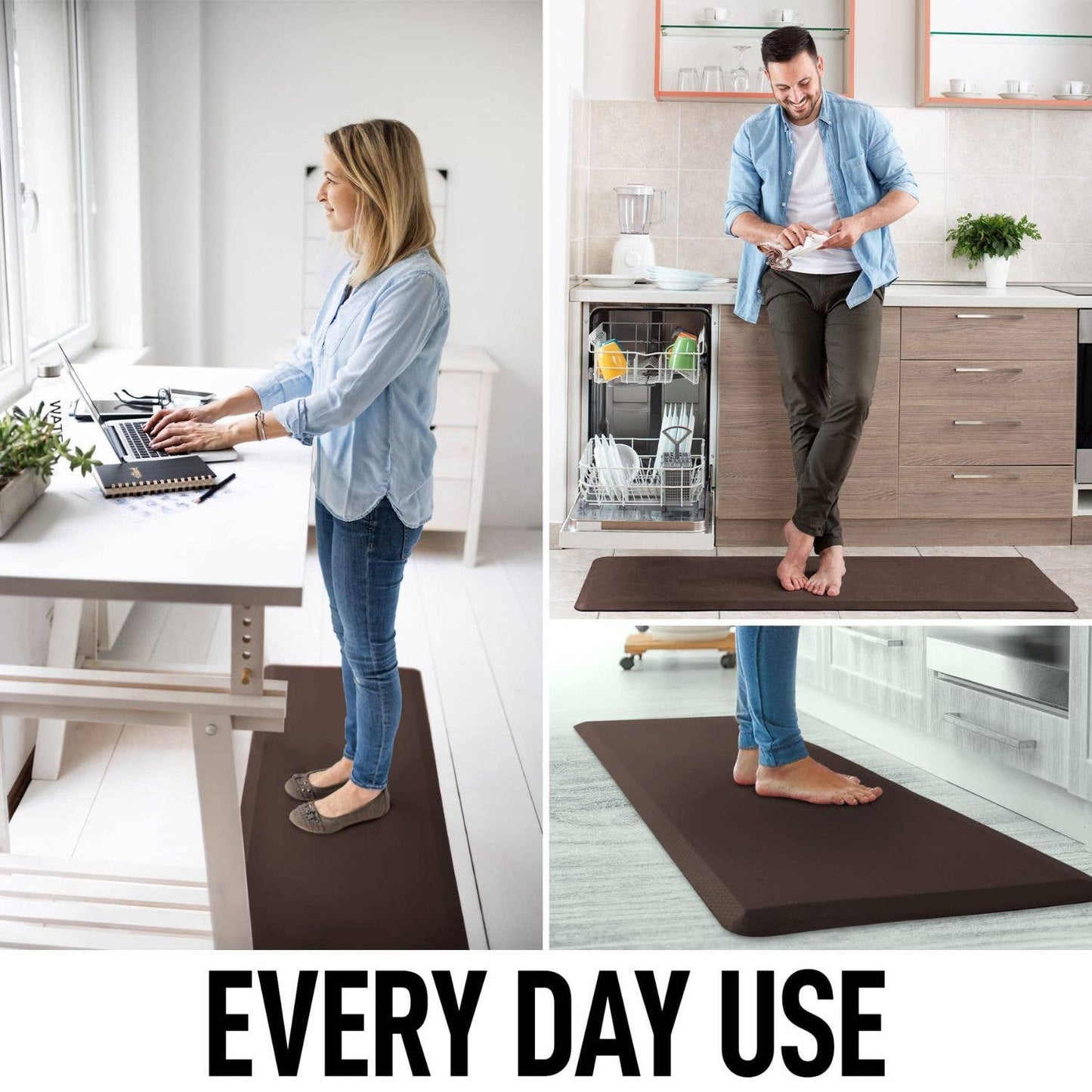 Zulay Kitchen - Anti Fatigue Mat - Thick Non Slip Foam (24X70): Brown