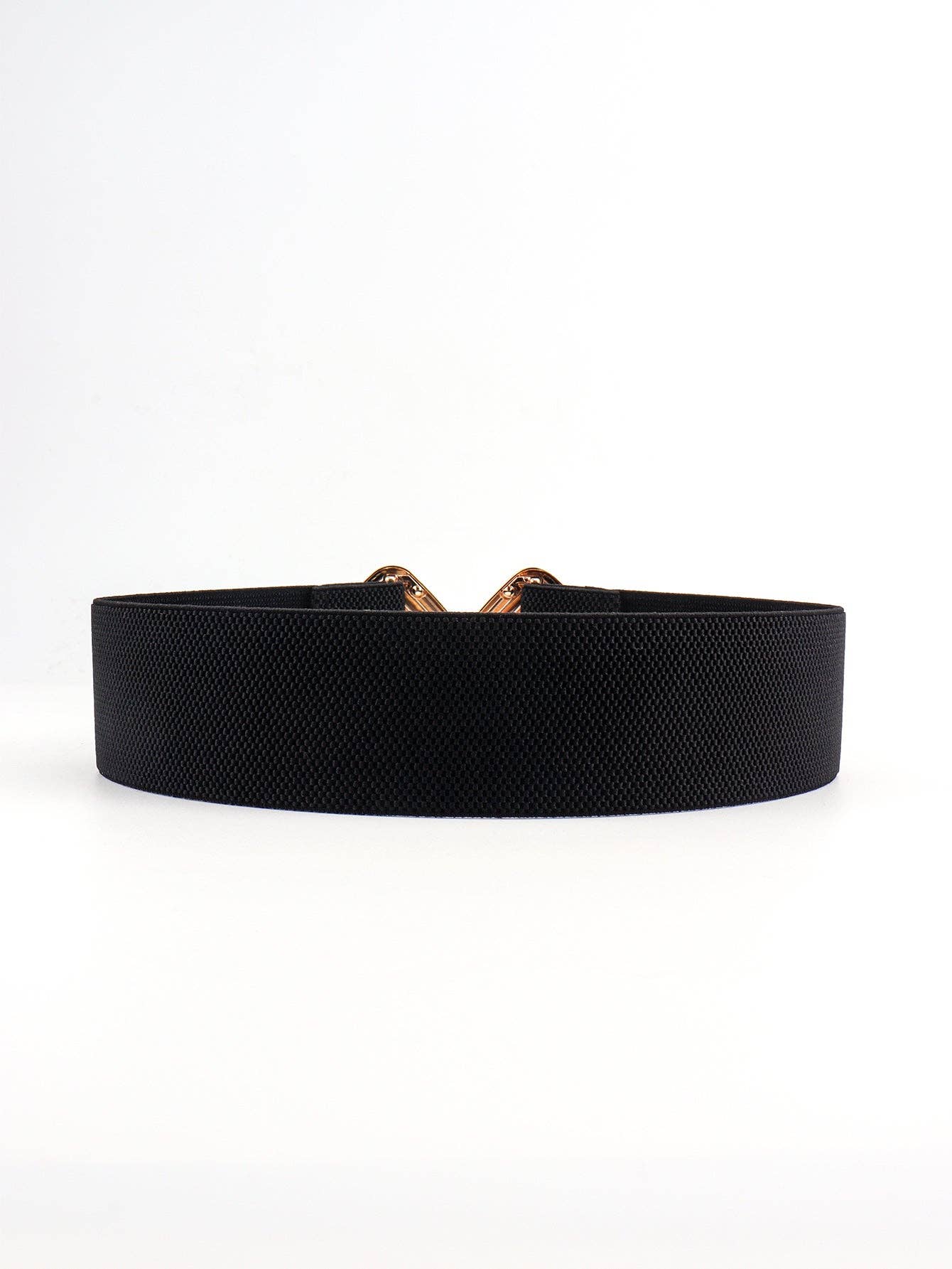 Kustom Kreations Goods - Geometric Buckle Elastic Wide Belt: Chocolate/PU / One Size