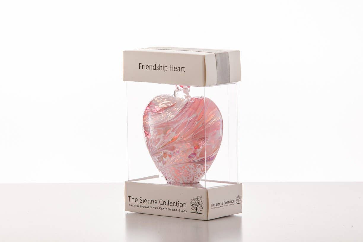 Sienna Glass - 8cm Friendship Heart - Blue & Pink