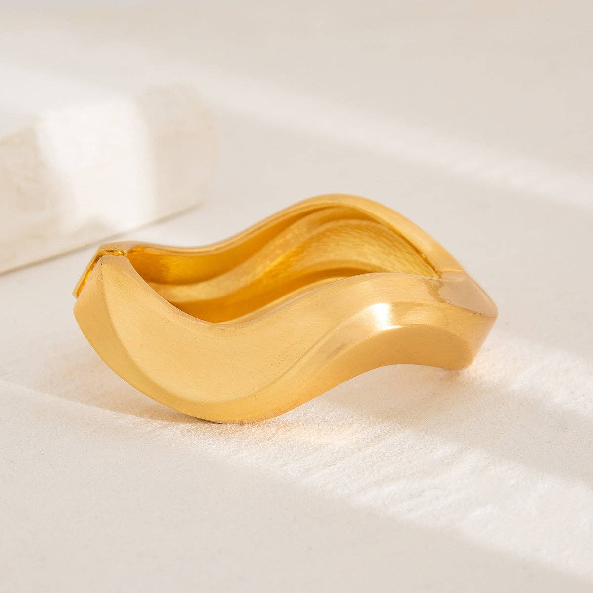 Dipped Shop - Minimalist Matte Wide Irregular Bangle Bracelet DP25D713: Gold / 02