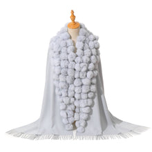 Load image into Gallery viewer, PEACH ACCESSORIES - M304 pompom fur Shawl: Navy