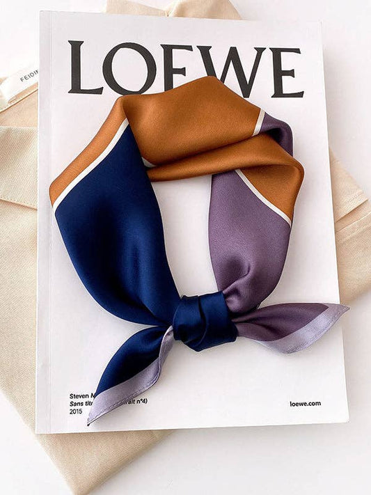 UZ Wholesale Store - Square Vintage Color-Block Scarf: KHAKI / One_size