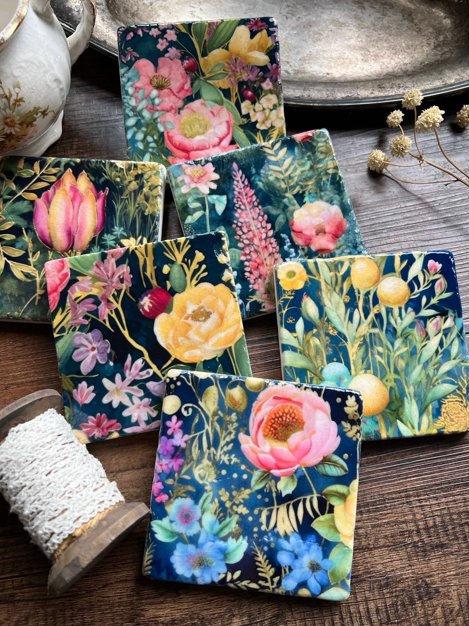 The Painted Lily Watercolor Garden Sunshine Stone Coasters - Thumbnail 3