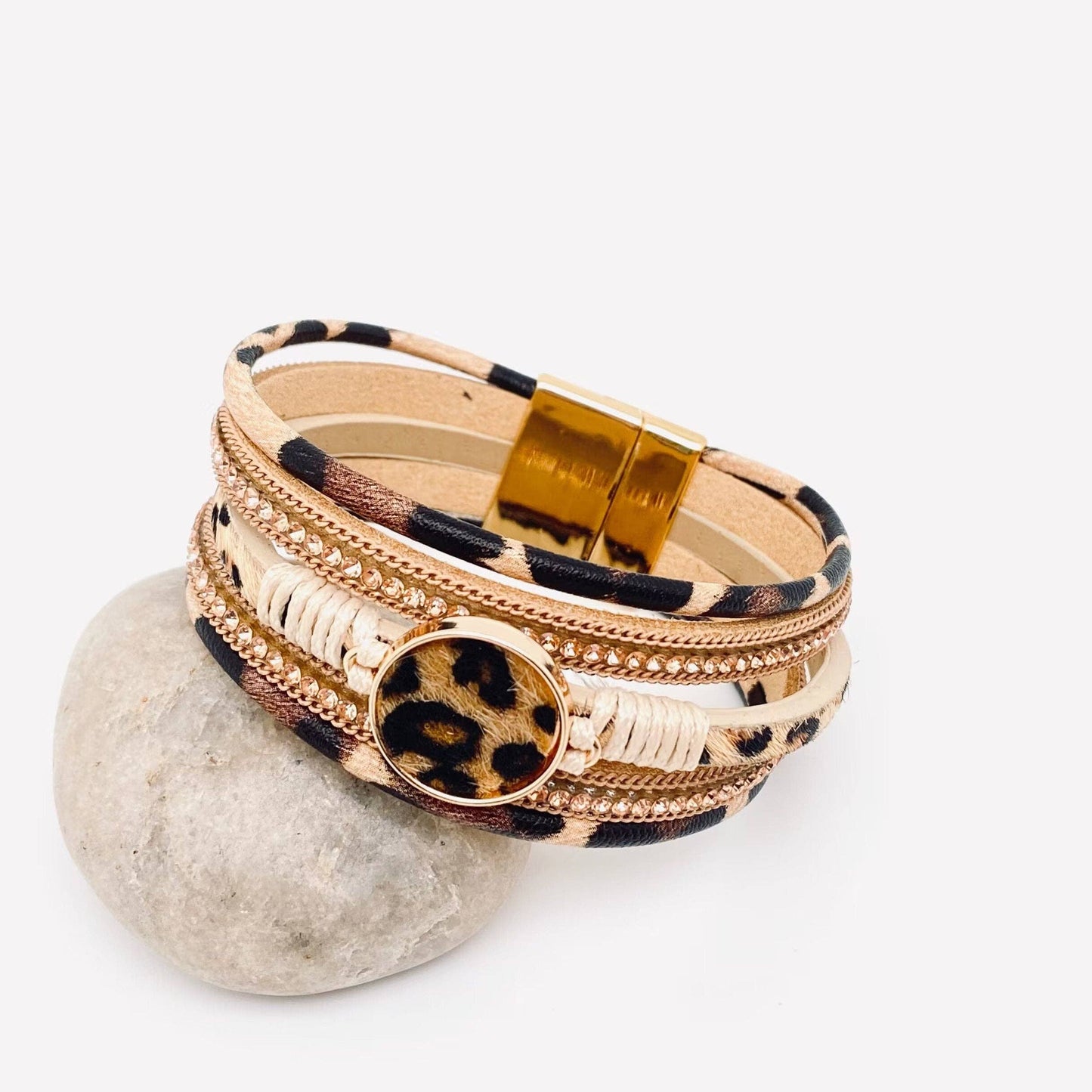 Mio Queena - Bohemian Multi-Layer Leopard Magnetic Buckle Bracelet