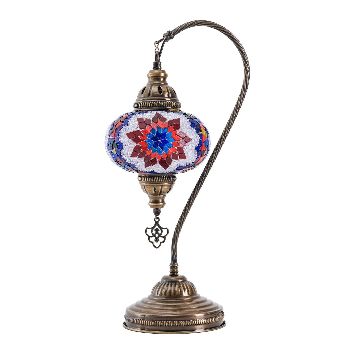 Mozaist LLC - Mozaist Handmade Turkish Mosaic Swan Table Lamp Multicolor