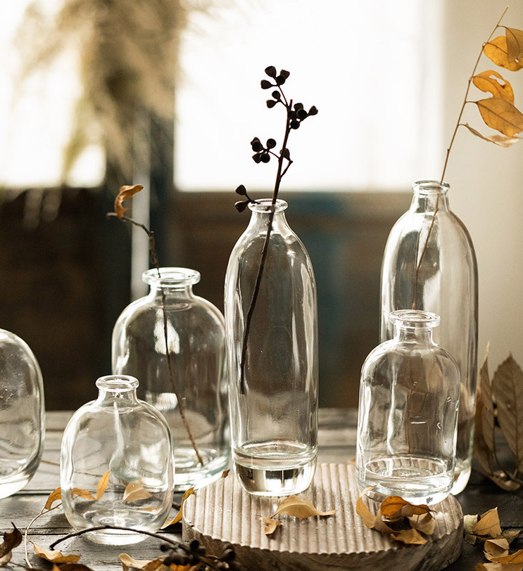 Sweet Home Deco - Small Floral Glass Vases , Bud Vases for Centerpiece, Rustic: Style B