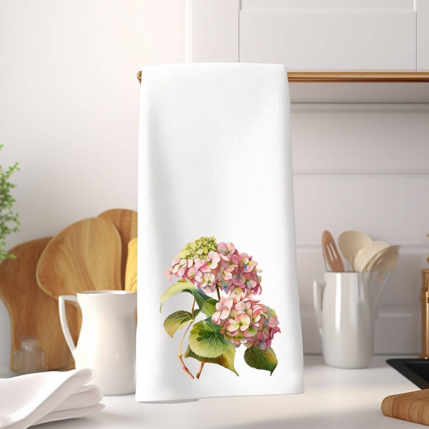 Fernville Creations - Elegant Hydrangea Hand Towel, Luxury Velour, Home Decor Gift