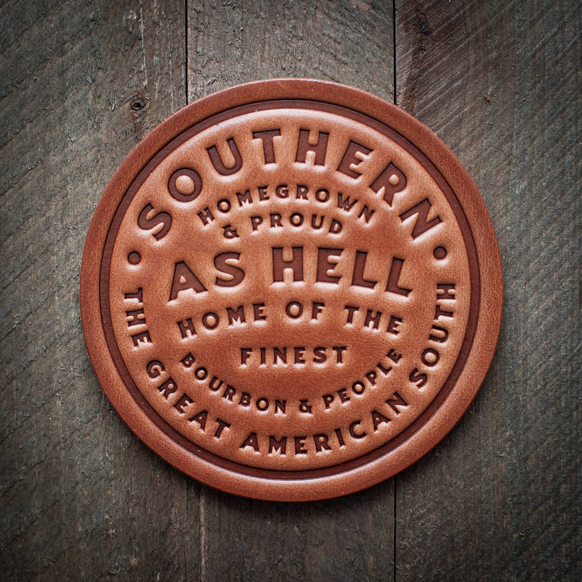 Sugarhouse Leather Southern as Hell Leather Coaster