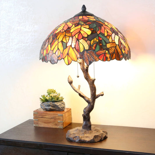 River of Goods - 24.5"H Aurora Yellow and Red Maple Tree Trunk Table Lamp