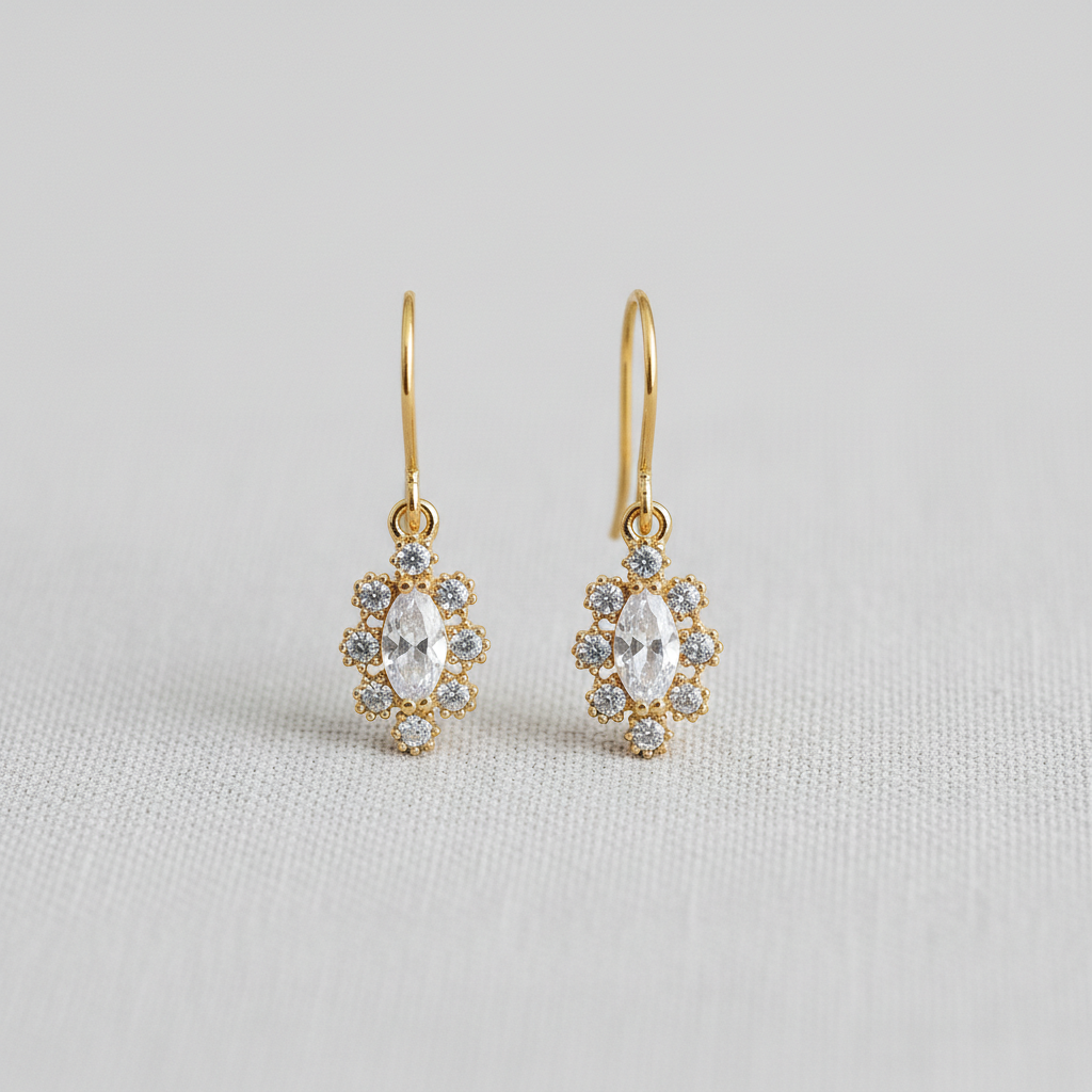 Ellemadera - Vintage Inspired Pave Snowflake Stud Earrings